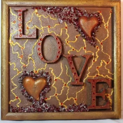 Sale Collage LOVE handgefertigt Acrylbild Malerei Herzbild Shabby Style Vintage Geschenk Muttertag Valentinstag Weihnachten Kunst