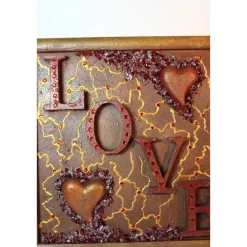 Sale Collage LOVE handgefertigt Acrylbild Malerei Herzbild Shabby Style Vintage Geschenk Muttertag Valentinstag Weihnachten Kunst