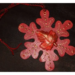 Discount Collage ROTER HERBSTZAUBER kleines Wandbild Wanddeko Herbstdeko Schneeflocke Wandhänger Türdeko  Herbstlaub Handarbeit Winter