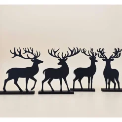 Clearance 3D Holz Hirsch Rentier Reh schwarz minimalistische Wohndeko moderne Weihnachtsdeko Design Silhouette Skandinavisch Weihnachtsdeko