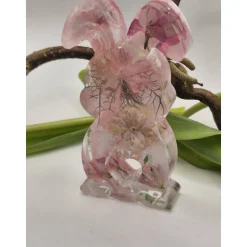 Clearance Deko Hase mit echten Blumen Rosa Osterhasen