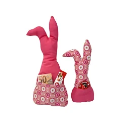 Hot Deko Hasen im 2er Set, Oster Deko, Stoffhasen, Osterhasen mit Tasche Ostergeschenke