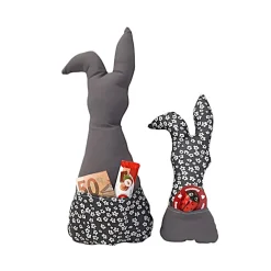 Hot Deko Hasen im 2er Set, Stoffhasen, Osterhasen mit Tasche Ostergeschenke