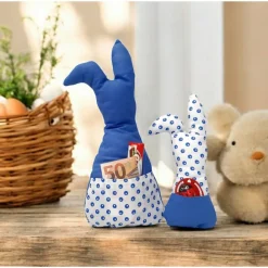 Online Deko Hasen im 2er Set, Stoffhasen, Osterhasen mit Tasche Ostergeschenke