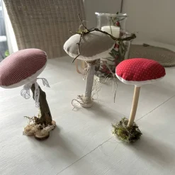 Weihnachtsdeko|Malwine Skandihus Deko Pilze 3er Set aus Leinen und Treibholz – Handgemachte Herbstdeko im Landhausstil