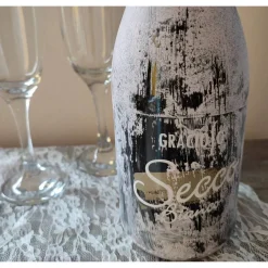 Discount Deko Sekt-Flasche  gekalkt im Vintagelook Geldgeschenke