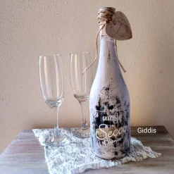 Discount Deko Sekt-Flasche  gekalkt im Vintagelook Geldgeschenke