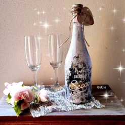 Discount Deko Sekt-Flasche  gekalkt im Vintagelook Geldgeschenke