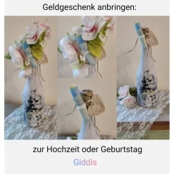 Discount Deko Sekt-Flasche  gekalkt im Vintagelook Geldgeschenke