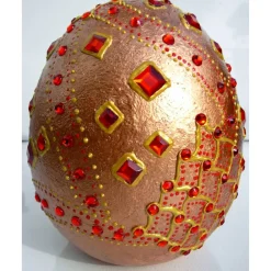 Clearance Dekoei KUPFERFEUER Acrylmalerei auf einem Keramikei Ostergeschenk Kunst Künstler-Ei Sammlerstück Unikat Ostereier