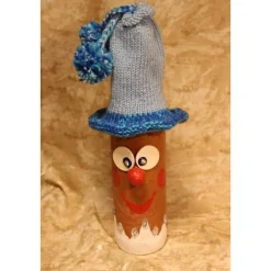 Sale Dekofigur BOMMELWICHTEL Weihnachtswichtel witzige Upcyclingfigur aus Glasflasche m. handgestricktem Mützchen Weihnachtsdeko