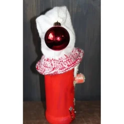 Clearance Dekofigur GLITZERWICHTEL Weihnachtswichtel witzige Upcyclingfigur aus Glasflasche m. handgestricktem Mützchen Weihnachtsdeko