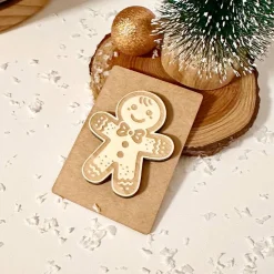 Online Deko-Figur Lebkuchenmann, Holz auf Kraftpapier Geschenkeanhänger