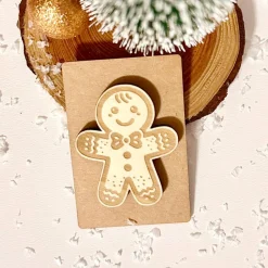 Online Deko-Figur Lebkuchenmann, Holz auf Kraftpapier Geschenkeanhänger