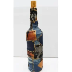 Best Dekoflasche JEANSLIEBE Upcycling dekorierte Glasflasche Flaschenkunst Dekoration Collage auf Flasche Geschenke Für Männer