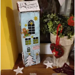 Weihnachtsdeko|GIDDIS FILZBOUTIQUE Deko-Holz-Weihnachtshaus, handbemalt