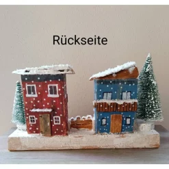Clearance Deko-Holz-Winterhäuser, handbemalt Weihnachtsdeko