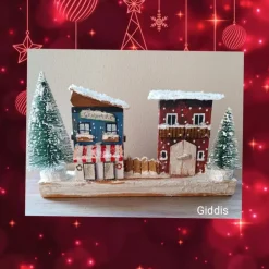 Clearance Deko-Holz-Winterhäuser, handbemalt Weihnachtsdeko