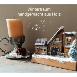 Clearance Deko-Holz-Winterhäuser, handbemalt Weihnachtsdeko