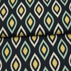 Weihnachtsstoffe|Modeatelier-Hildegard Dekostoff Zwiebelmuster Onion schwarz weiß ocker türkis – Taschenstoff & Möbelstoff Meterware made in EU