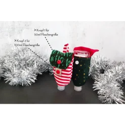 Clearance Desinfektionsmittel Anhänger / Handgeltasche mit Karabiner TANNENBÄUME - Eine Tasche für 2 Flaschengrößen | RÄUBERKIND Weihnachtsaccessoires