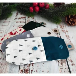Discount Desinfektionsmittel Anhänger / Handgeltasche mit Karabiner TANNENBÄUME - Eine Tasche für 2 Flaschengrößen | RÄUBERKIND Weihnachtsaccessoires