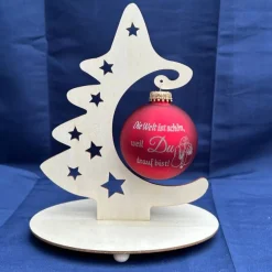 Sale Die Welt ist schön, weil du drauf bist - Personalisierte Weihnachtskugel mit Lasergravur Baumschmuck Personalisierbar