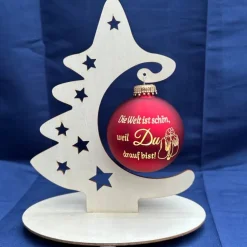 Sale Die Welt ist schön, weil du drauf bist - Personalisierte Weihnachtskugel mit Lasergravur Baumschmuck Personalisierbar
