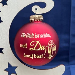 Sale Die Welt ist schön, weil du drauf bist - Personalisierte Weihnachtskugel mit Lasergravur Baumschmuck Personalisierbar