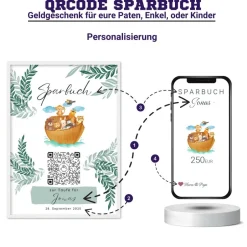 Digitale Spardose | Personalisiertes Geldgeschenk | QrCode Bild | Motiv Teddy Geldgeschenke