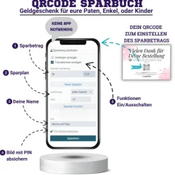 Digitale Spardose | Personalisiertes Geldgeschenk | QrCode Bild | Motiv Teddy Geldgeschenke