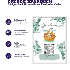Digitale Spardose | Personalisiertes Geldgeschenk | QrCode Bild | Motiv Teddy Geldgeschenke
