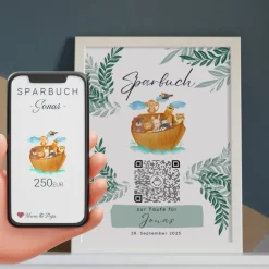 Digitale Spardose | Personalisiertes Geldgeschenk | QrCode Bild | Motiv Teddy Geldgeschenke