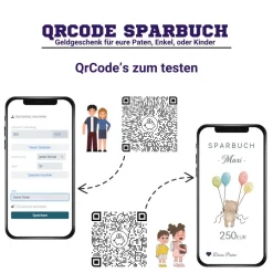 Sale Digitales Sparbuch | Personalisiertes Geldgeschenk | QrCode Postkarte DIN A6 inkl. Briefumschlag und Anhänger | Teddy Geldgeschenke