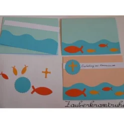 Clearance DIY Bastelset Einladung Taufe Kommunion Konfirmation Fische im Meer Einladungskarten