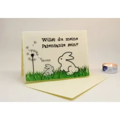 Discount DIY Personalisierte Karte Transparentpapier mit Hasen Patentante fragen Patenonkel fragen Einladungskarten