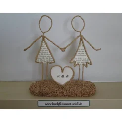 Best Drahtfigur "lesbisches Paar mit Herz", personalisierbar, als Geschenk für Hochzeit/ Geburtstag/ Jahrestag, ca. 15 cm Hochzeitsgeschenke