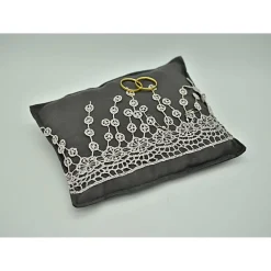 Sale dunkelgraues Ringkissen aus Viscose mit Spitze für Deine Hochzeit, Vermählung, Trauung, ca. 18x14cm, Unikat Ringkissen