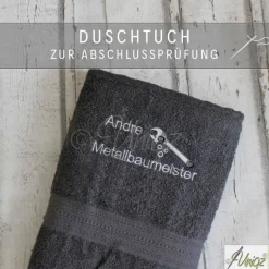 New Duschtuch mit Namen, Geschenkidee - Abschluss-Prüfung - Berufs-Ausbildung Geschenke