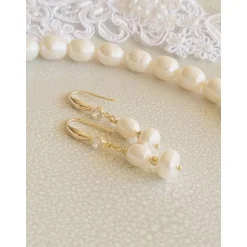 Best Echte Süßwasserperlen Ohrringe, Hochzeitschmuck Gold mit Zirkonia,Braut Ohrringe,Vergoldete Ohrringe Brautschmuck