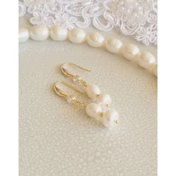 Best Echte Süßwasserperlen Ohrringe, Hochzeitschmuck Gold mit Zirkonia,Braut Ohrringe,Vergoldete Ohrringe Brautschmuck