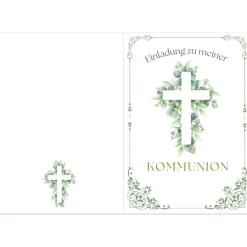 Einladungskarten|Alisas kreative Ecke Edle Kommunionseinladungen, Kommunionseinladungskarten 10er-Pack, florale Kommunionseinladung, Einladung Erstkommunion