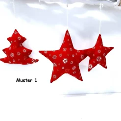 Baumschmuck|Afrosteff Ein Stoffstern oder Stoffbaum in versch. Größen rot-weiß, Weihnachtsdeko