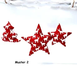 Baumschmuck|Afrosteff Ein Stoffstern oder Stoffbaum in versch. Größen rot-weiß, Weihnachtsdeko