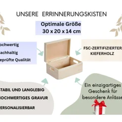 Discount Eine personalisierte Baby-Erinnerungskiste mit einem niedlichen Teddybären – das ideale Holzgeschenk zur Geburt. Dekoration