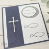 Hot Einladung Einladungskarte zur Kommunion, Konfirmation oder Taufe in Dunkelblau - Christlich Einladungskarten