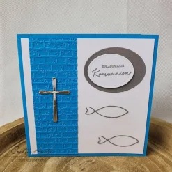 New Einladung Einladungskarte zur Kommunion, Konfirmation oder Taufe in Türkis - Christlich Einladungskarten