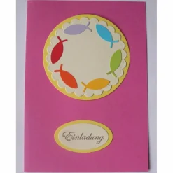 Einladungskarten|Zauberkramtruhe Einladungen zur Konfirmation selber basteln mit dem Bastelset Regenbogenfische - DIY Karten auch für Taufe und Kommunion