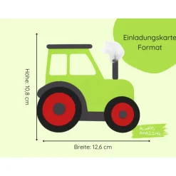Best Einladungskarte Traktor Bastelset | Traktor Einladungskarten | grüner Traktor | Traktor zum basteln | Traktor Mottoparty Kinder Einladungskarten