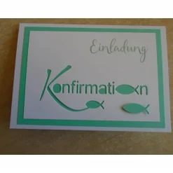 Online Einladungskarten  Konfirmation Einladungskarte Fisch Einladung Einladungen Mädchen Junge Grußkarte Konfirmation Einladungskarten